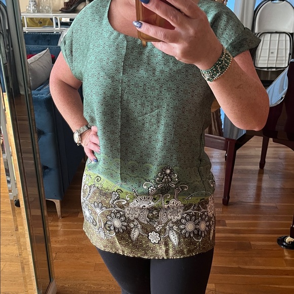 Forever 21 Green and Black Patterned Blouse - Picture 8 of 8